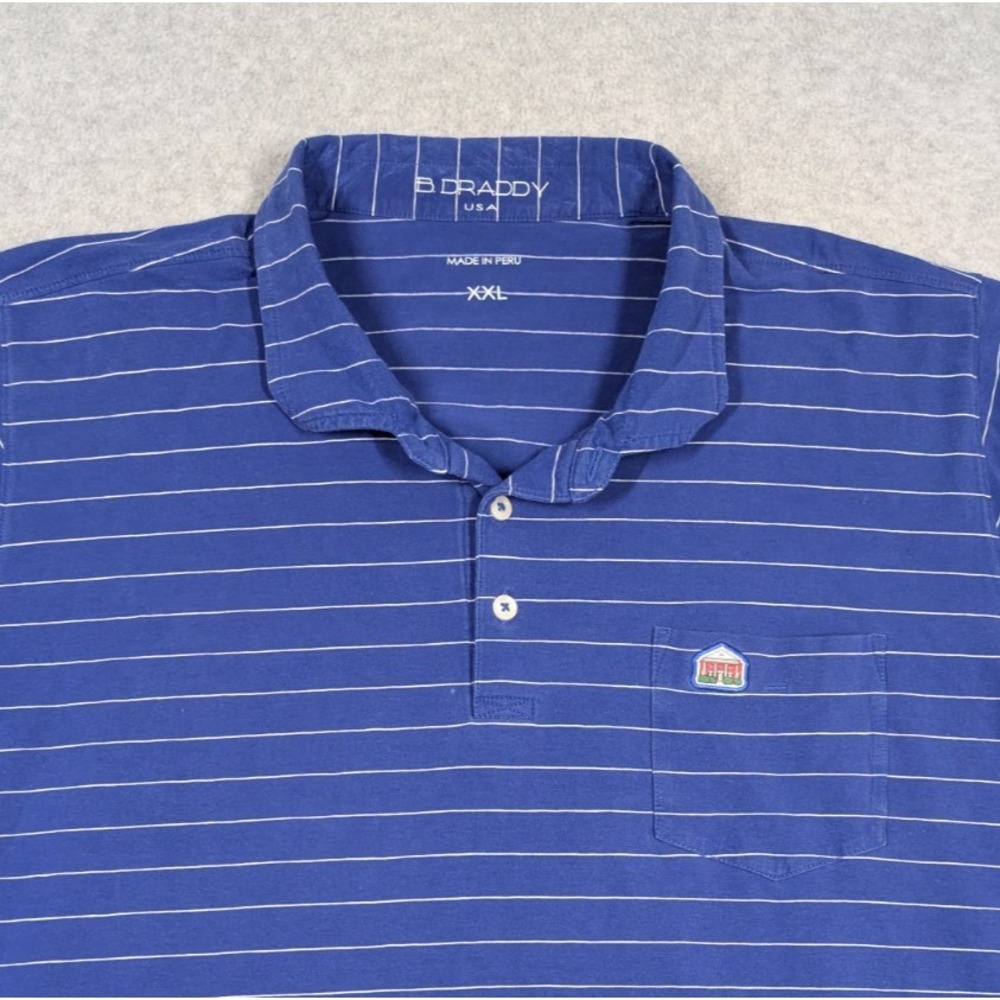 B‎ Draddy Men Shirt XXL Polo Striped Golf Performance Stretch Pima Cotton
